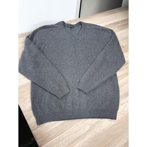 Clan Douglas Men's V-Neck Pure Cashmere Sweater Size L Gray Made in Scotland